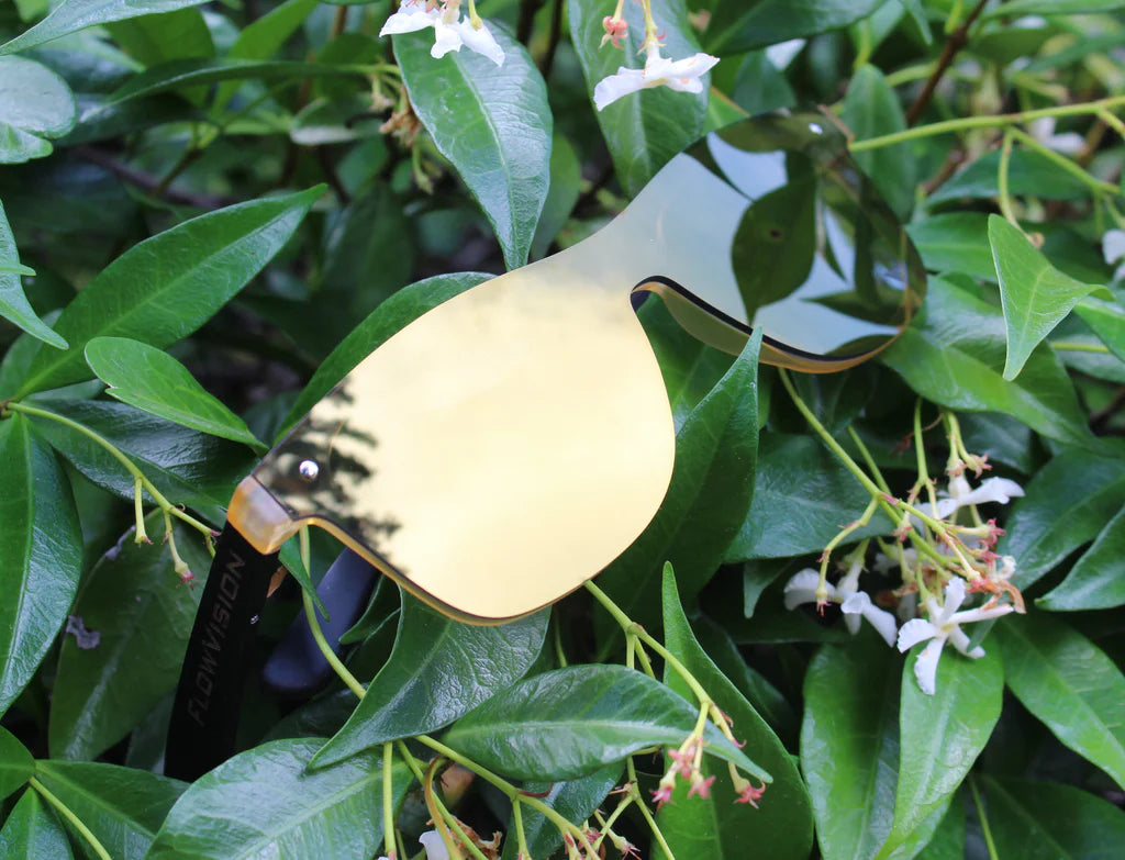 Sunglasses with gold lenses by Flow Vision