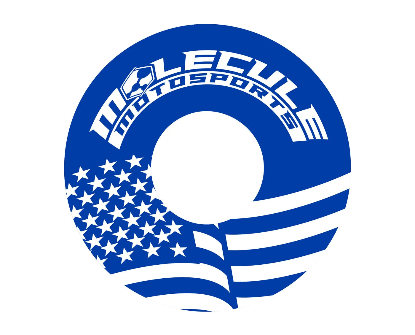 Laser engraving of Old Glory on blue bar end