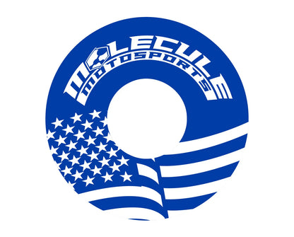 Laser engraving of Old Glory on blue bar end