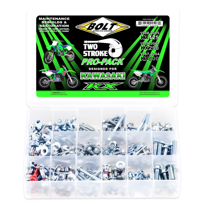 Bolt Two Stroke Pro-Pack for Kawasaki KX on a white background