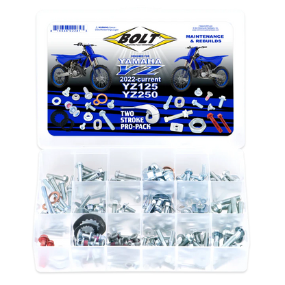 Motorcycle parts kit with bolts and washers for Yamaha YZ125 and YZ250, branded 'Bolt'.