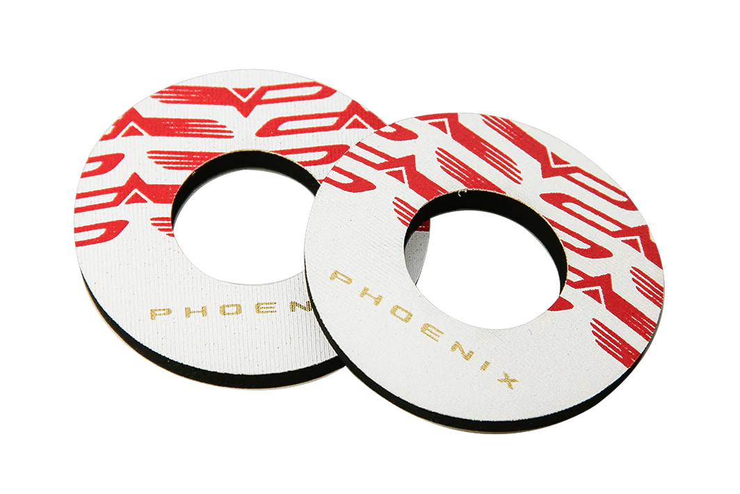 White and red grip donuts by Phoenix Handlebars