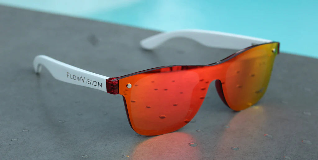 Red and White "Hotshot" Sunglasses by Flow Vision